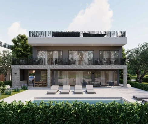 Panorámás kilátással rendelkező villa Porečben eladó Horvátországban