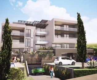 Trogir, Saldun, appartamento con 2 camere da letto, 68 m2, di nuova costruzione, vista mare, piscina