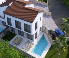 NOVÝ DVOJDŮM S BAZÉNEM A VÝHLEDEM NA MOŘE, NA KLIDNÉM MÍSTĚ!