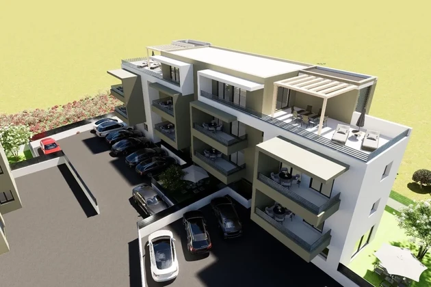 Trogir, appartamento con 2 camere da letto, 53 m2, nuova costruzione, 1° piano, vista,