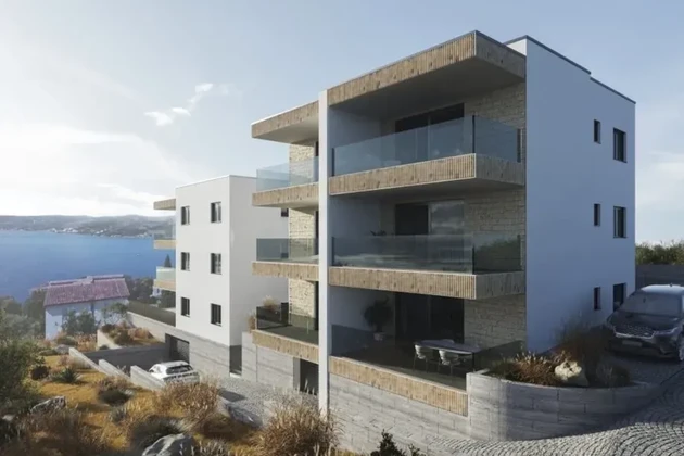 Rogoznica, Ražanj, 2pokojový byt 72 m2 se zahradou, parkováním a výhledem na moře