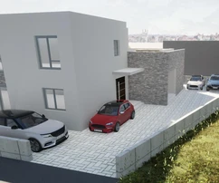 Kaštel Stari, moderný dom v štádiu hrubej stavby s dvoma samostatnými apartmánmi