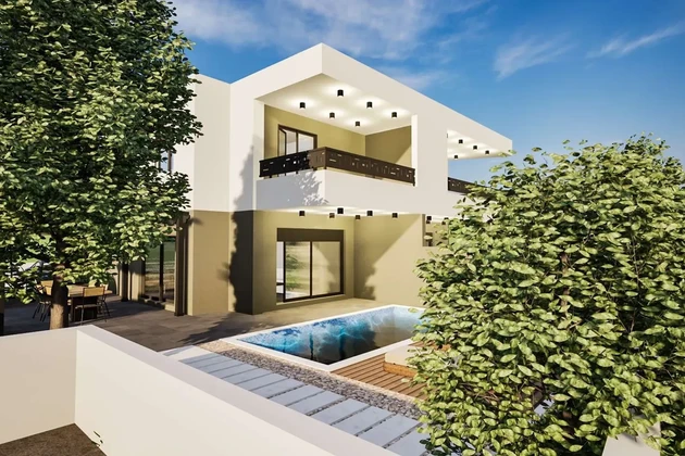 Vodice - NUOVA COSTRUZIONE Villetta bifamiliare con piscina, a 700 m dal centro