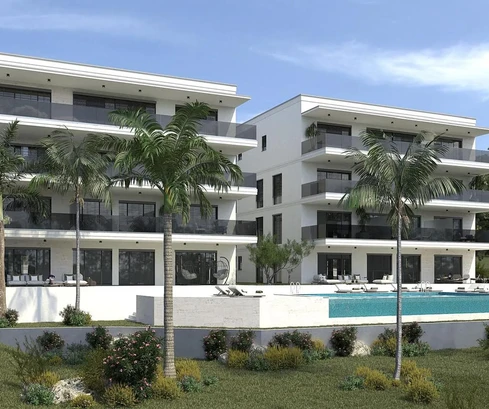 Примоштен, двухкомнатная квартира на первом этаже с бассейном, 89,18 м²