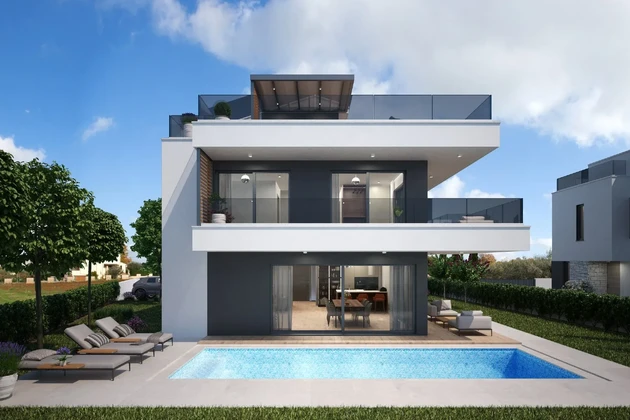 Environs de Poreč – Villa individuelle paisible avec terrasse sur le toit