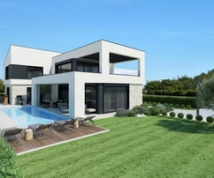 Istria, Parenzo, villa moderna con piscina riscaldata e vista mare