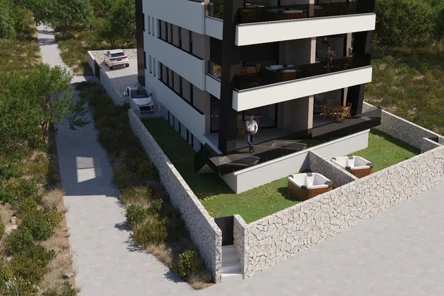 Pag, Mandre, 1. rad pri mori, dvojizbový apartmán