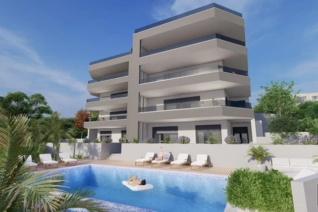 Split, Slatine, pohodlný dvoupokojový apartmán 113 m2, výhled na moře
