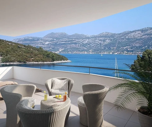 Moderní byt na prodej na Korčule s výhledem na moře v Chorvatsku