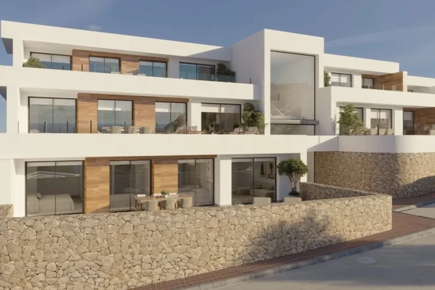 Nowe apartamenty z 2 sypialniami, tarasem i solarium w Moraira