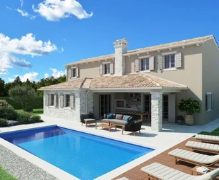 Piękny kamienny dom z basenem, Istria, Barban