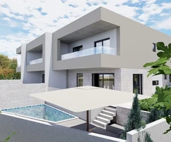 Vodice S2 radový dom s bazénom, výhľad na more