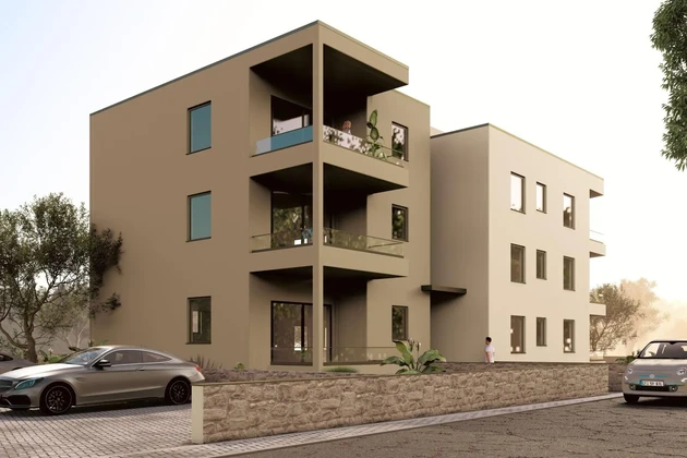 Vodice, modern new construction, apartment with sea view, 300 m from the sea, 1K2