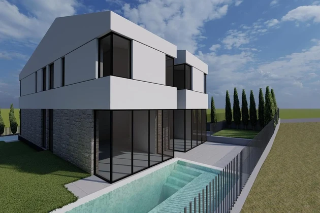 Malinska, nouvelle construction moderne sur deux étages avec piscine