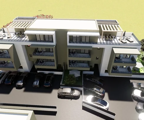 Trogir, apartamento más pequeño de 2 dormitorios, 56 m2, 1ª planta, edificio nuevo, aparcamiento