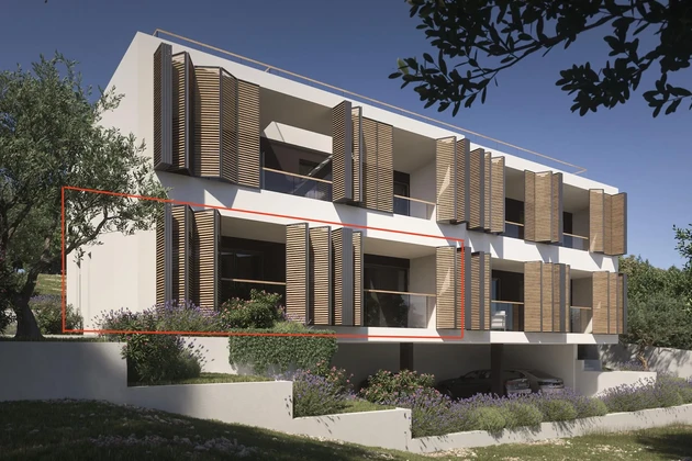 Vodice, moderno appartamento con due stanze e loggia in edificio nuovo