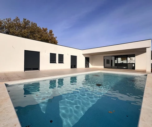 Modern single-story home with a pool for sale in Labin in Croatia