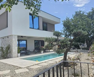 Krk, Linardići, villa di lusso con piscina e sauna, nuova costruzione, 200 m², terreno di 450 m²