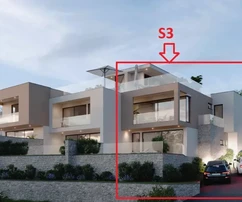 Vodice - dom S3 z basenem, taras na dachu z widokiem na morze