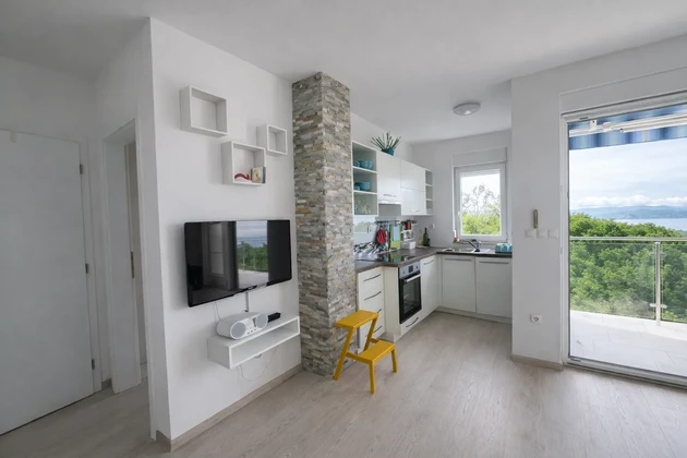 Njivice - Berendezett apartman tengerre néző kilátással