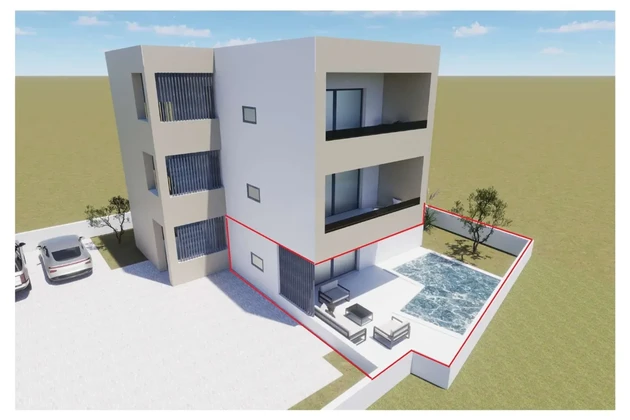 Vodice, PREDPREDAJ, NOVOSTAVBA - S1 prízemie so záhradou a bazénom
