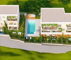 Čiovo, Slatine 2pokojový byt 94 m2, druhé patro, výhled na moře, novostavba