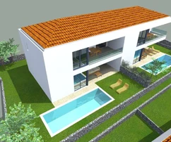 NUOVA VILLETTA BIFAMILIARE CON PISCINA E VISTA MARE, A 1000 M DALLA SPIAGGIA!