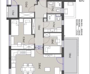 Podstrana, appartamento di 3 locali 75,2 m2, a 100 m dal mare, vista mare
