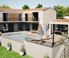Isztria, Višnjan, Modern villa medencével nyugodt környezetben