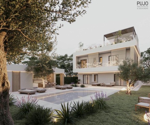Villa moderna di lusso con terrazza sul tetto vicino a Zara e vista mozzafiato sull'arcipelago