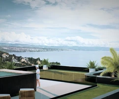 Opatija, Ičići, penthouse v exkluzivní novostavbě s prostornou terasou a bazénem