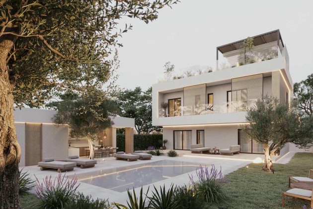 Luxusní moderní vila s terasou na střeše poblíž Zadaru a úchvatným výhledem na souostroví