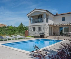 Istrien, Sveti Lovrec Labinski, moderne Villa mit Panoramablick auf das Meer