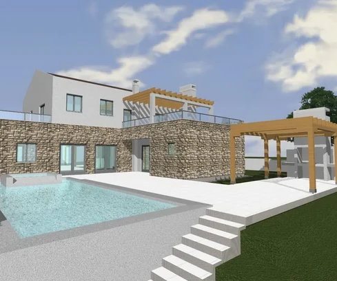 Višnjan, Istria: Pozemok s výhľadom na more a povolením