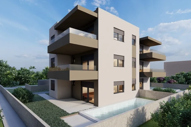 Trojsobný apartmán A3, 63 m², 200 m od pláže, Novalja, Novostavba