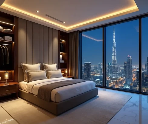 Modern apartman kilátással a Burj Khalifára