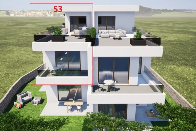 Tribunj, Sovlje – apartmán s strešnou terasou, výhľadom na more