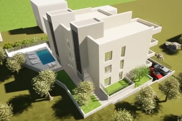 Čiovo, Okrug G., apartamento de 2 dormitorios 76 m2 + terraza en la azotea 139 m2, piscina, vistas