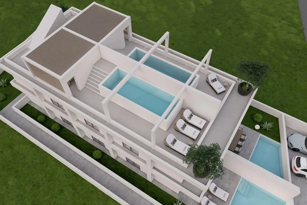 Apartamento de lujo con piscina y terraza en la azotea, primera línea de mar, Rtina Ražanac, S3