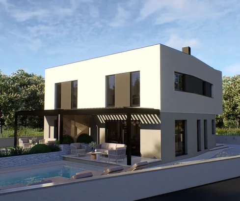 Istria, Liznjan: Semi-detached villa with pools