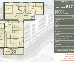 Trogir, three-bedroom apartment of 91 m² on the third floor with a sea view