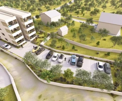 Srinjine, Dreizimmerwohnung im dritten Stock mit Terrasse und zwei Parkplätzen