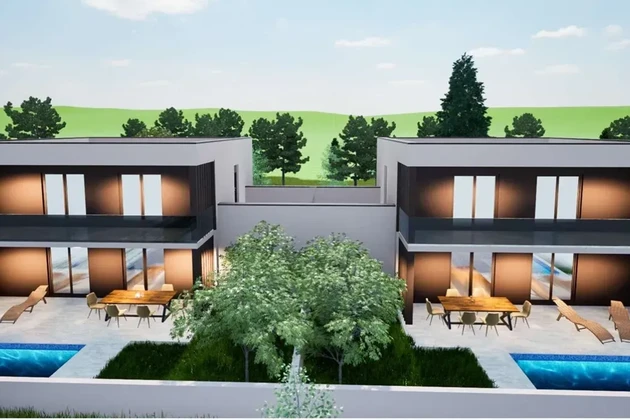 Vodice - NEUBAU - S1 Haus mit Pool und Garage, 650 m vom Zentrum entfernt