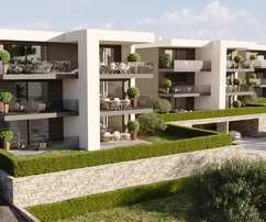 Истрия, Умаг, привлекательная трехкомнатная квартира в новостройке, 90 м²