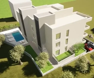 Čiovo, Okrug G., appartement 2 chambres 76 m2 + terrasse sur le toit 77 m2, piscine, vue