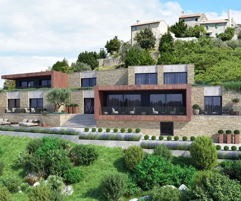Istria, Kaštel: Terreno edificabile con permesso e vista mare