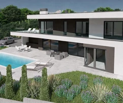 Istria, zona de Umag, villa de lujo con piscina y vistas panorámicas al mar