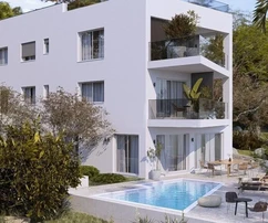 Čiovo, Okrug, 3-bedroom apartment 112 m2 + garden with swimming pool 250m2, FIRST ROW TO THE SEA