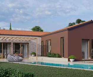 Modern single-story home with a pool for sale in Višnjan in Croatia