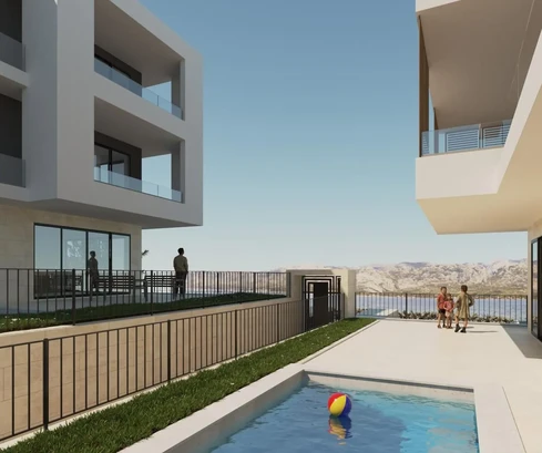 Zadar, Vinjerac, apartamento C1 de dos dormitorios con piscina y jardín, planta baja